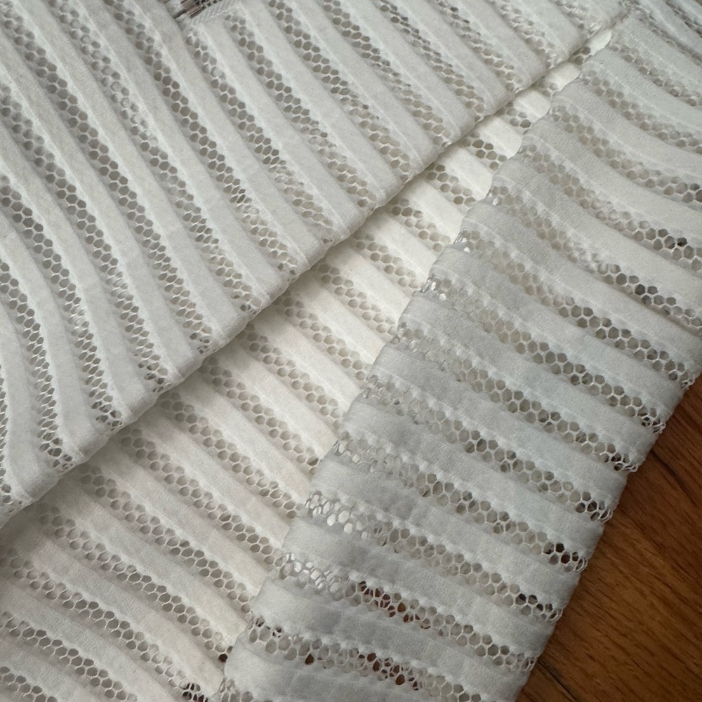 White Structured A-line Illusion Striped Skirt - Picture 6 of 9